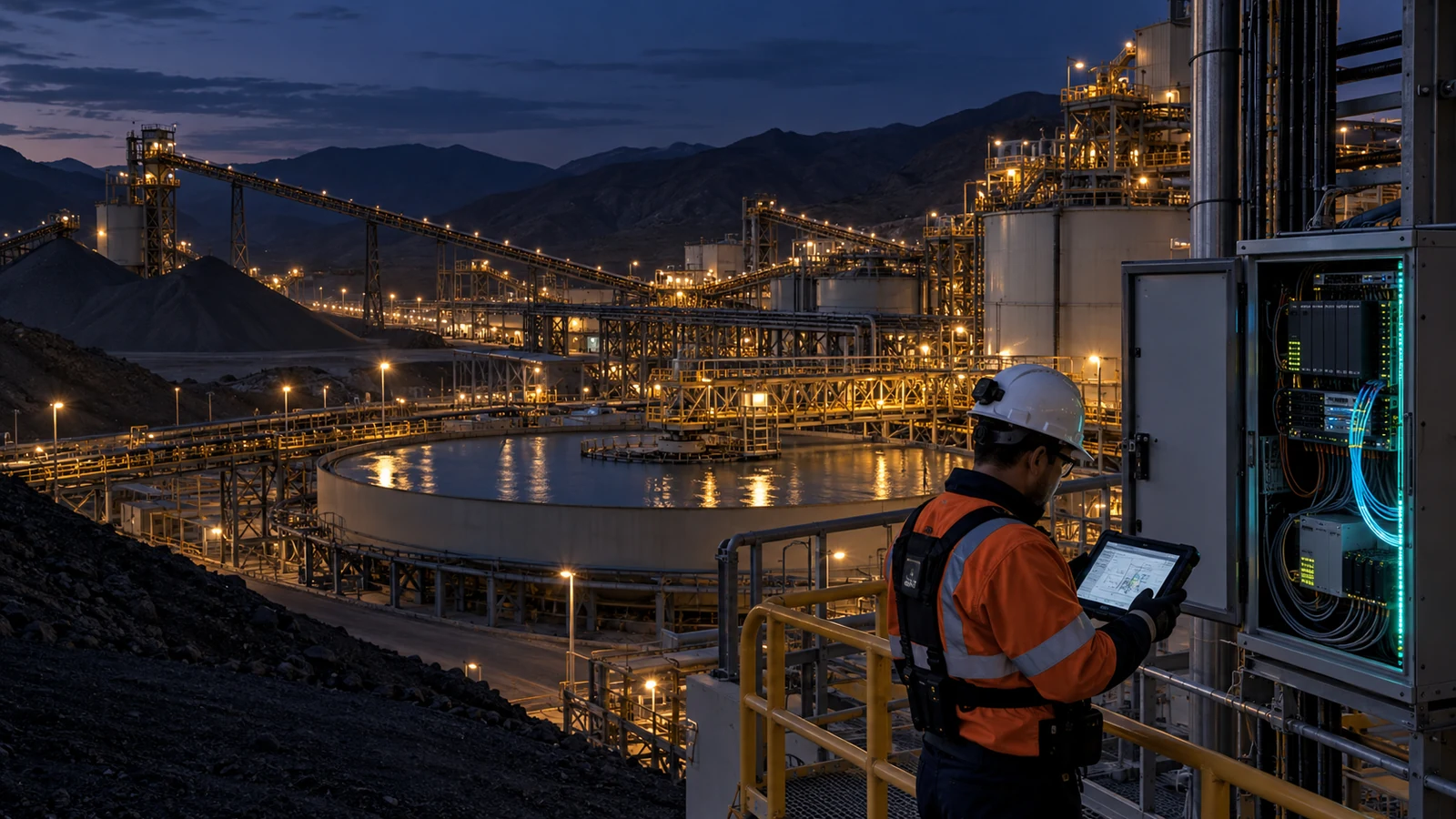 Ingeniero revisando el monitoreo de una planta de proceso