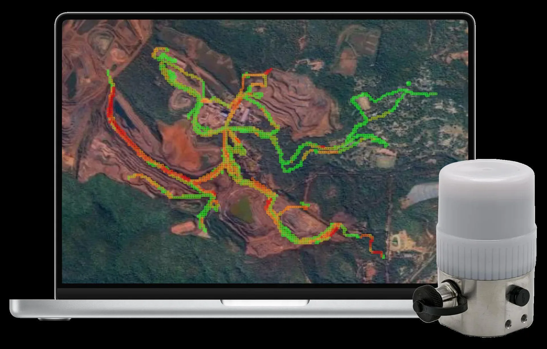 Mapa de condición de caminos de acarreo con dispositivo