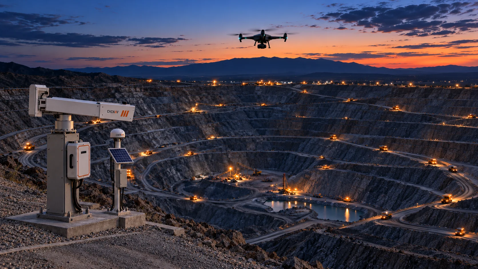 Estación total y GNSS monitoreando un tajo abierto