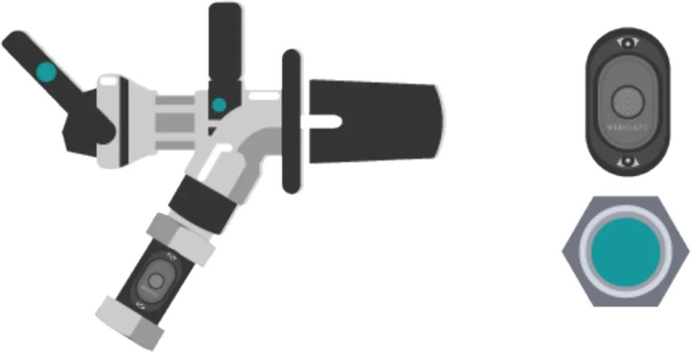 Pistola de despacho con identificación y tag de equipo