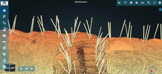 Pernos detectados automáticamente en una nube de puntos